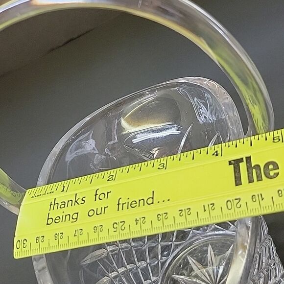 Vintage Galway Irish Crystal Basket w/ Handle 7"x4"x9" Diamond Pattern - Picture 8 of 9